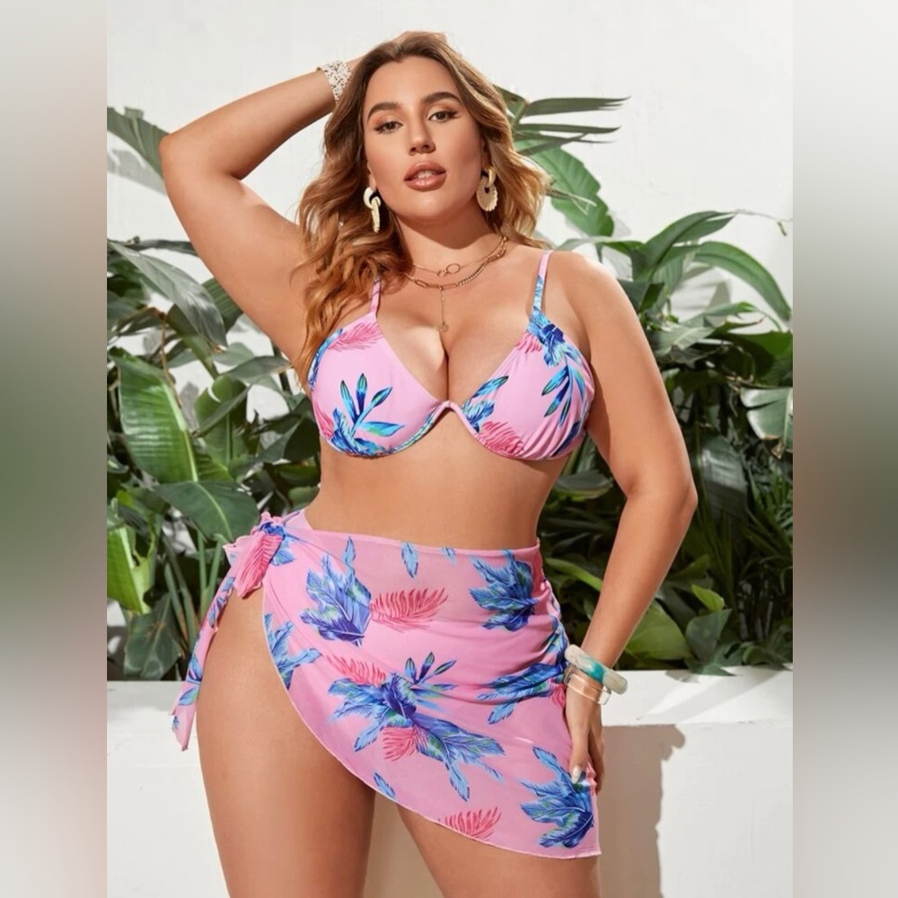 Bikini top, Bottoms, Sarong (Never Worn)